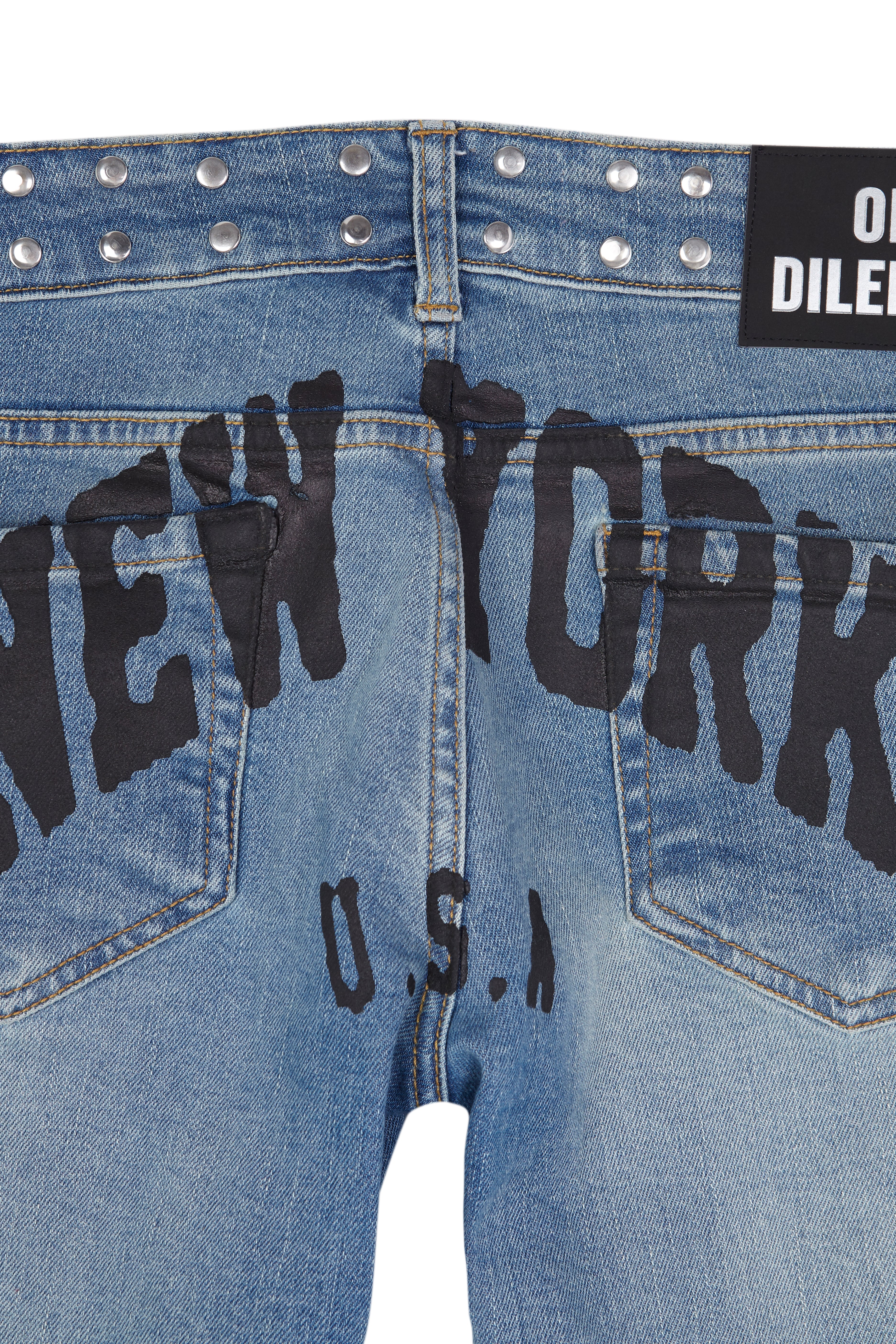 NEW YORK PRINT FLARED BLUE JEANS - Image 3