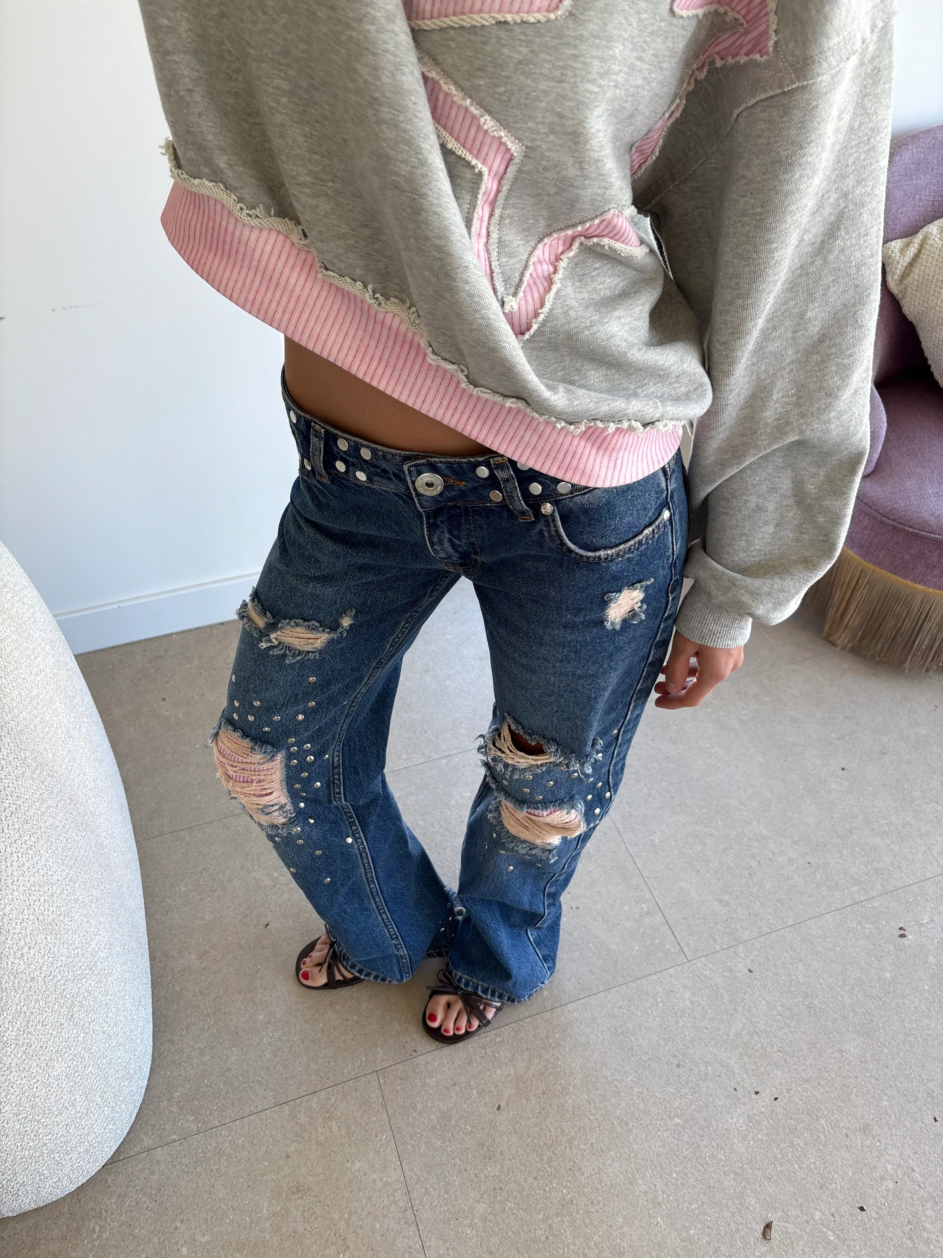 RIPPED STRAIGHT JEANS - Image 5