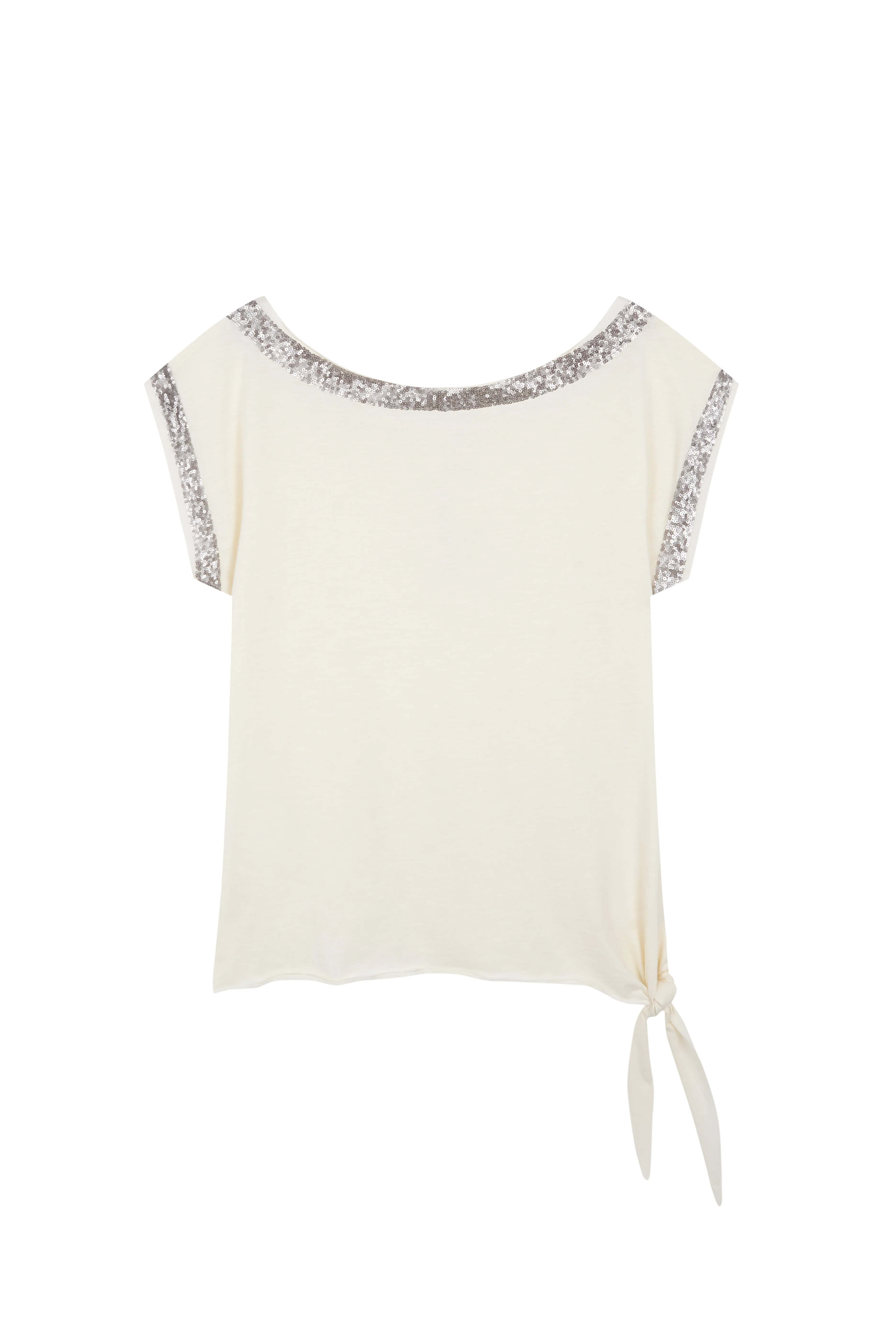 WHITE SEQUINS TIE-SIDE TOP - Image 3